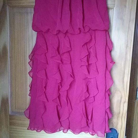 Cascade Ruffle Deep Red Dress 8 - Picture 4 of 10